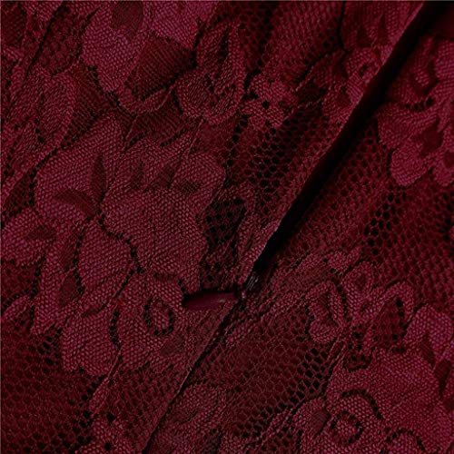 Suliflor Encaje Patchwork Vestido,Moda Vestido de Fiesta para Mujer,Vestido con Cuello en V de sólido Manga Corta Floral,Vestido de Boda Novia，Vestido de Dama de Honor