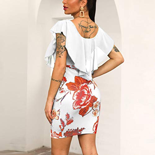 Sulifor Vestido Ajustado para glúteos,Vestido Corto sin Mangas con Estampado Floral,Vestido de Fiesta sin Mangas para Mujeres,Vestido Elegante de Verano,Precioso y atrativo