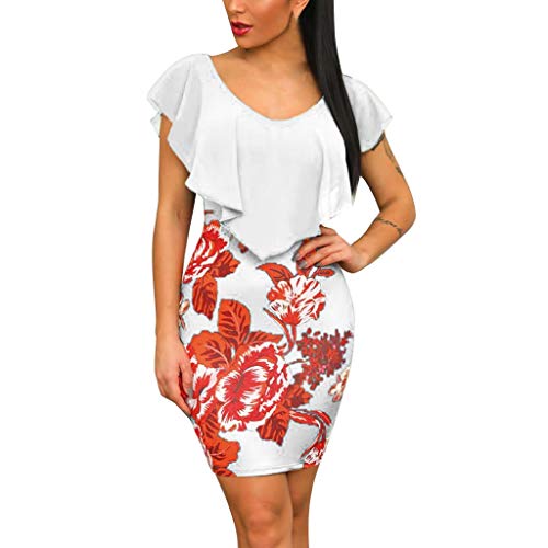 Sulifor Vestido Ajustado para glúteos,Vestido Corto sin Mangas con Estampado Floral,Vestido de Fiesta sin Mangas para Mujeres,Vestido Elegante de Verano,Precioso y atrativo