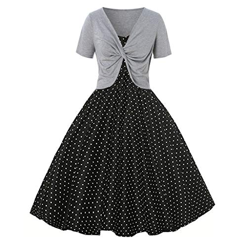 Sulifor Vestido Conjunto de Dos Piezas de Jersey,Vestido de Punto de Onda con Lunares,Vestido de Verano Fresh Wave de Mujer,Vestido Casual y Elegante para Mujer