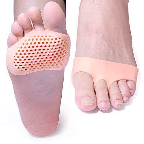 Sumifun - 5 pares Cojín de bola de pie transpirable, almohadillas de metatarsia, antepiés, transpirable y gel suave, mejor para pies diabéticos, callos y ampollas, fascitis plantar, antepié