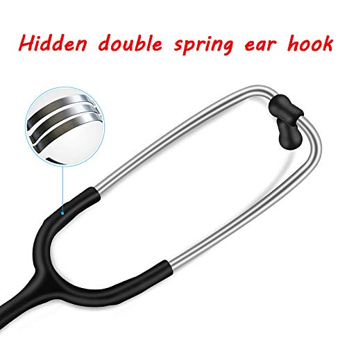 SUN RDPP Estetoscopio Principal Dual para el Doctor Enfermera de Estudiante de Medicina, diafragma Extra y 2 Paquetes de Olivas, clásico y Ligero,Negro