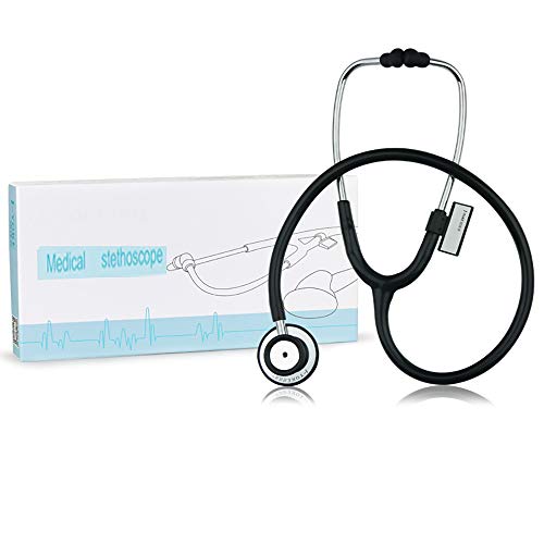 SUN RDPP Estetoscopio Principal Dual para el Doctor Enfermera de Estudiante de Medicina, diafragma Extra y 2 Paquetes de Olivas, clásico y Ligero,Negro