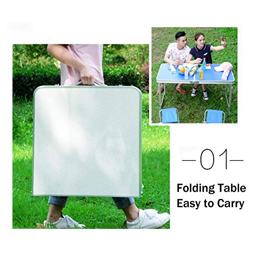 Sunflo - Mesa plegable portátil de 1,2 m de altura ajustable para acampar, portátil, para interiores y exteriores, mesa de picnic y barbacoa con asa, 4FT