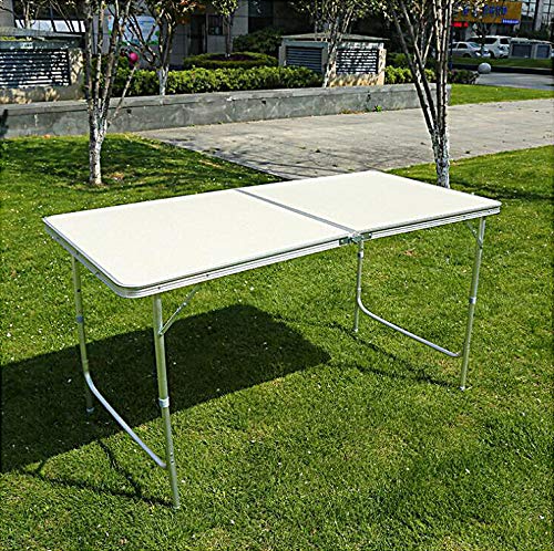 Sunflo - Mesa plegable portátil de 1,2 m de altura ajustable para acampar, portátil, para interiores y exteriores, mesa de picnic y barbacoa con asa, 4FT