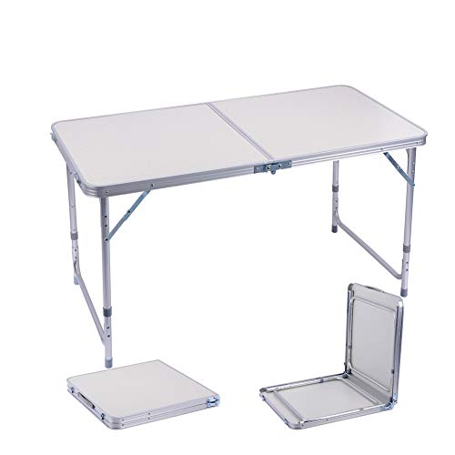 Sunflo - Mesa plegable portátil de 1,2 m de altura ajustable para acampar, portátil, para interiores y exteriores, mesa de picnic y barbacoa con asa, 4FT