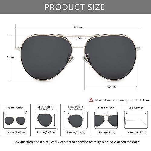 SUNGAIT Aviador Polarizadas Gafas de sol Hombre Mujer UV 400 Unisex Plateado/Gris 1603