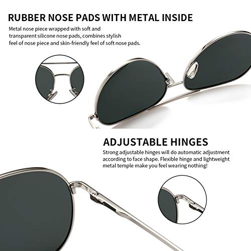 SUNGAIT Aviador Polarizadas Gafas de sol Hombre Mujer UV 400 Unisex Plateado/Gris 1603