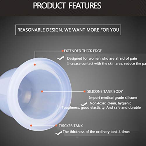 Sunlera 4pcs Cuerpo de Silicona Latas ventosas de vacío Copas Tarro ocasion Volver Lifting Facial masajeador de succión Masaje anticelulítico