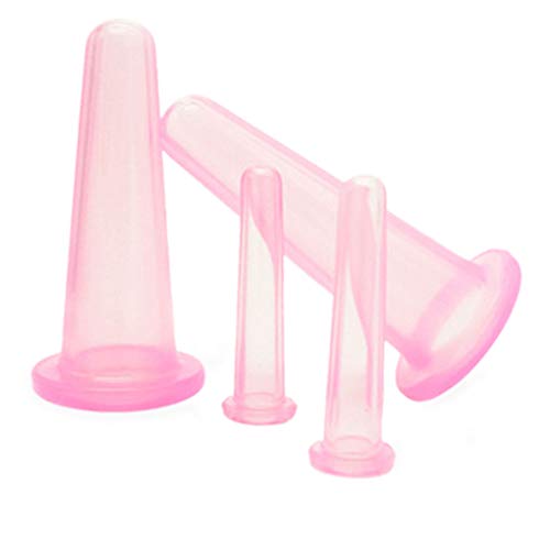 Sunlera 4pcs Cuerpo de Silicona Latas ventosas de vacío Copas Tarro ocasion Volver Lifting Facial masajeador de succión Masaje anticelulítico