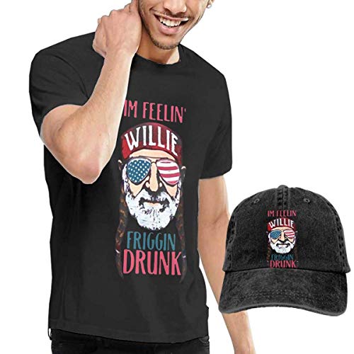 sunminey Homme T- T-Shirt Polos et Chemises IAM Feelin' Wil-Lie Lucky Washed Baseball-Cap + T-Shirt Combo Set