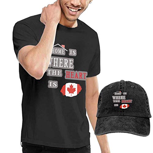 sunminey Homme T- T-Shirt Polos et Chemises Men's Cotton T Shirt + Baseball Hat - Home is Where The Heart is Canada