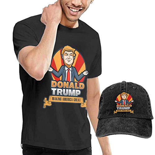 sunminey Homme T- T-Shirt Polos et Chemises Trump-2020 Short Sleeve Top tee Shirt for Men and Hat Cowboy Hat Combo Short-Sleeve Jersey