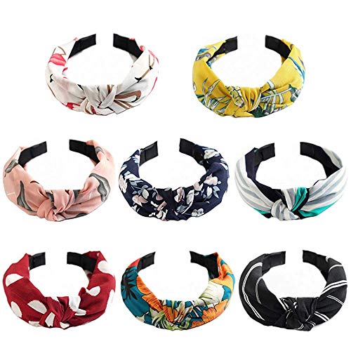 SUNPAT 8 Piezas Arco Nudo Diadema Twist Nudo Hairbands Nudo Cruzado Diadema Ancho Accesorios Para el Cabello Para Mujeres Niñas Suministros de Vestuario