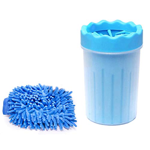 Sunshine smile Limpiador de Huellas de Perro,Limpiador de Patas de Perro,Lavadora de pies de Perro,Taza de Limpieza para Mascotas,Limpiador de Patas para Perro Gato,Taza de pie para Mascotas (Azul)