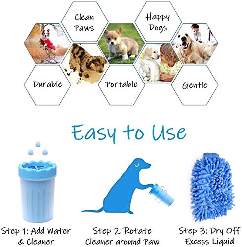 Sunshine smile Limpiador de Huellas de Perro,Limpiador de Patas de Perro,Lavadora de pies de Perro,Taza de Limpieza para Mascotas,Limpiador de Patas para Perro Gato,Taza de pie para Mascotas (Azul)