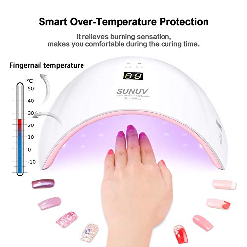 SUNUV Lámpara Secador de Uñas, 36W LED UV Gel Esmalte de Uñas Curado Luz Máquina, Con Sensor Automático y Pantalla LCD Para Manicura Pedicure Nail Art
