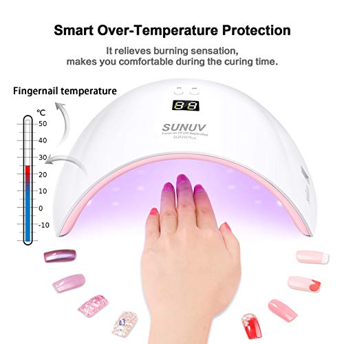 SUNUV Lámpara Secador de Uñas, 36W LED UV Gel Esmalte de Uñas Curado Luz Máquina, Con Sensor Automático y Pantalla LCD Para Manicura Pedicure Nail Art