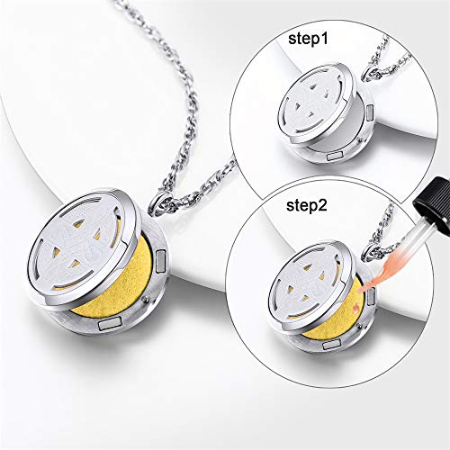 Supcare Difusor de Aceites Esenciales Colgantes Acero Inoxidable Plateado Collar de Hombre y Mujer Aromaterapia con Diseño Redondo Aromatizador
