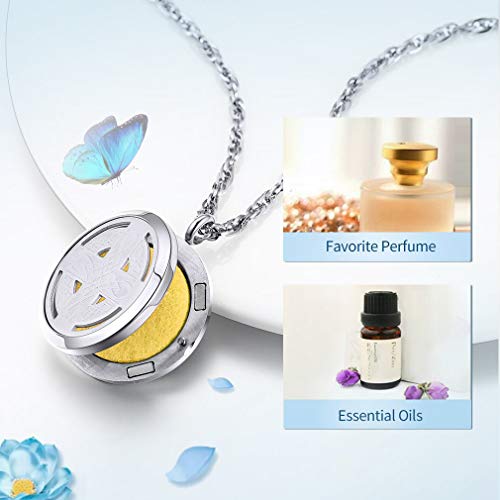 Supcare Difusor de Aceites Esenciales Colgantes Acero Inoxidable Plateado Collar de Hombre y Mujer Aromaterapia con Diseño Redondo Aromatizador