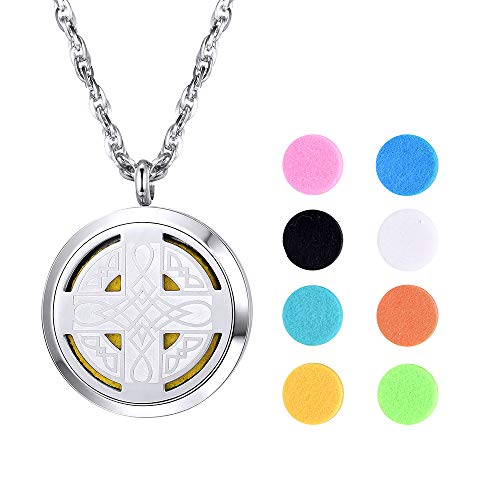 Supcare Difusor de Aceites Esenciales Colgantes Acero Inoxidable Plateado Collar de Hombre y Mujer Aromaterapia con Diseño Redondo Aromatizador