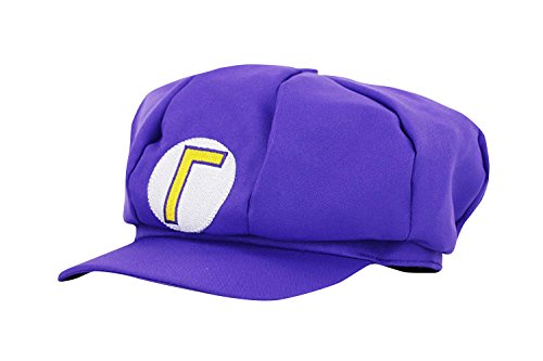 Super Mario Gorra Luigi Wario Waluigi - Conjunto de Disfraces para Adultos y niños + 4X Guantes y 6X Barba pegajosa Carnival & Cosplay - Classic Cappy Cap