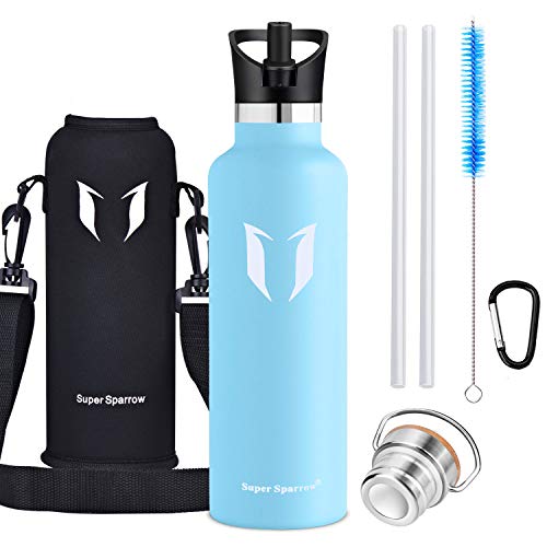 Super Sparrow Botella de Agua aislada al vacío de Acero Inoxidable, diseño de Pared Doble, Boca estándar - 750ml - Eco Friendly & BPA Gratis - para Correr, Gimnasio, Yoga, Ciclismo