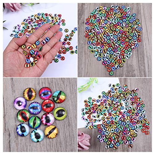 SUPVOX 100 piezas de juguetes ojos de cristal ojos de los animales dragón ojos de vidrio cabujón muñeca de colores mezclados DIY Scrapbooking de los artes de la joyería toma de 12mm