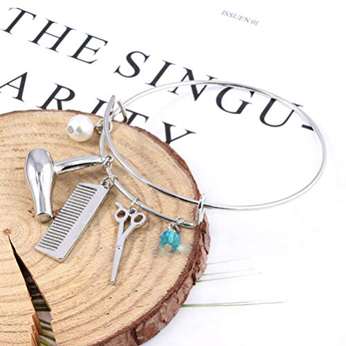 Supvox Brazalete de Alambre Peluquería Secador de Pelo Peine de Tijera Encanto Ajustable Pulsera Expansible Pulseras Regalo para Regalos de Fiesta