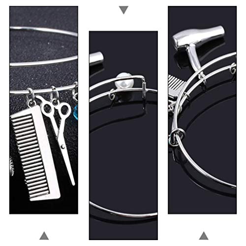Supvox Brazalete de Alambre Peluquería Secador de Pelo Peine de Tijera Encanto Ajustable Pulsera Expansible Pulseras Regalo para Regalos de Fiesta