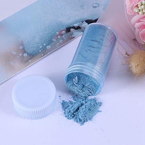 Supvox Polvo de maquillaje mineral en polvo de pigmento de mica Seguro de usar para el trabajo hecho a mano Nail Lápiz labial Fabricación de joyas (azul dorado)