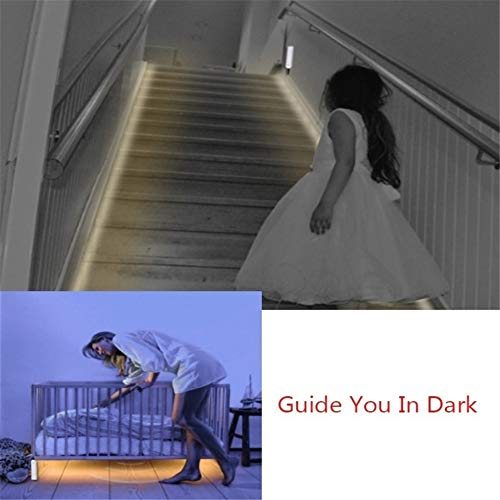 surenhap banda LED 1 M 2 M 3 M sensor de movimiento inalámbrico banda para armario, armario, armario, escaleras, estera, Lumière Blanche Chaude, 3 m