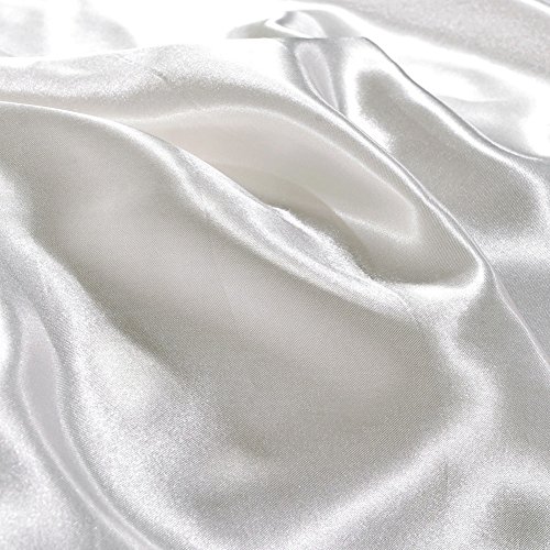 Surfmalleu 4PCS Juego de Sábanas Conjunto Funda Cubierta Kit de Cama de Edredón Satén Nórdica Bajera Almohada de Seda Moderna Suave 150 * 200 200 * 230 220 * 240 cm (Blanco, 1.5m)