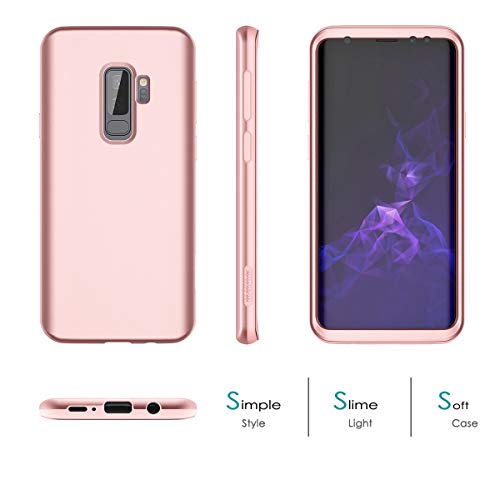 SURITCH Funda para Samsung Galaxy S9 Plus Silicona 360 Grados Bumper Flexible TPU Delantera y Trasera Irrompible Caso Carcasa Samsung Galaxy S9 Plus - Oro Rosa