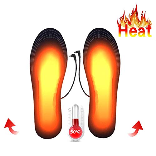 SutMsh Plantillas Calefactables para Hombres Mujeres Calentador Pies Thermosoles con Cable USB,Impermeable,Lavable,Corte LibreIdeal para Aire Libre Invierno Senderismo Camping Esquí Pesca (40-44)
