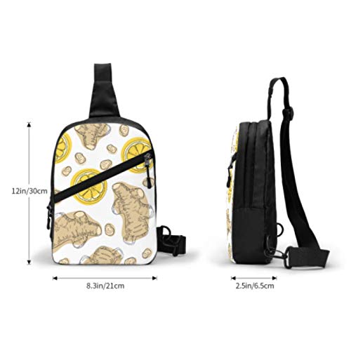 SUUJ Mochila Honda, Viaje Senderismo Mochila de Jengibre Raíces de limón Dibujar a Mano Ingrediente Doblar el Pecho Bolso Bandolera