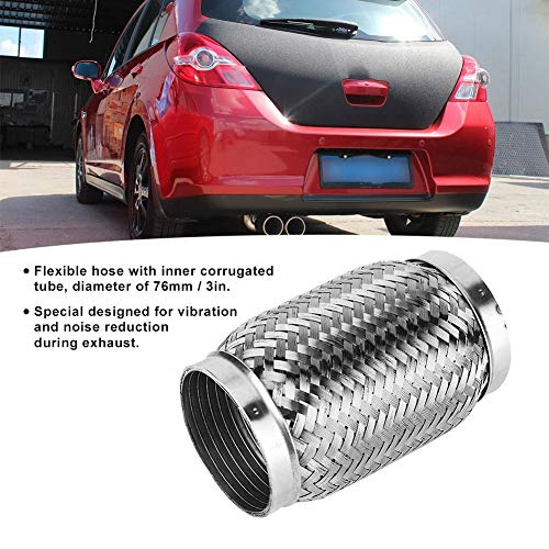 Suuonee Trozo de escape, tubo flexible flexible de acero inoxidable de 3 x 6 pulgadas Trozo de escape flexible con tubo corrugado interno