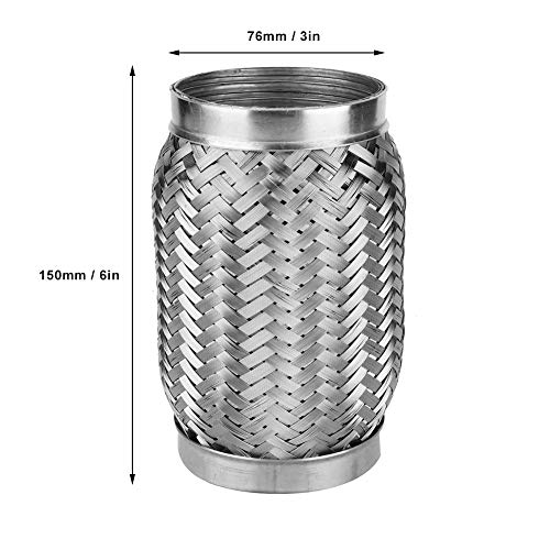 Suuonee Trozo de escape, tubo flexible flexible de acero inoxidable de 3 x 6 pulgadas Trozo de escape flexible con tubo corrugado interno