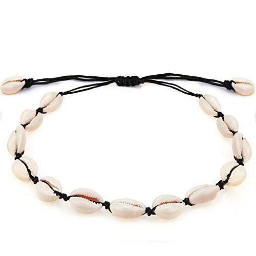 Suyi Collar De Conchas Naturales Collar Hecho A Mano De Playa De Hawaii Collar De Concha Ajustable para Mujer ABlack