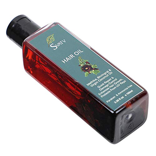 SVATV :: Aceite para el cabello con Methika, Bhringraj y Aceite de coco virgen :: Sin parabenos y sin amoníaco :: Tratamiento natural para la alopecia