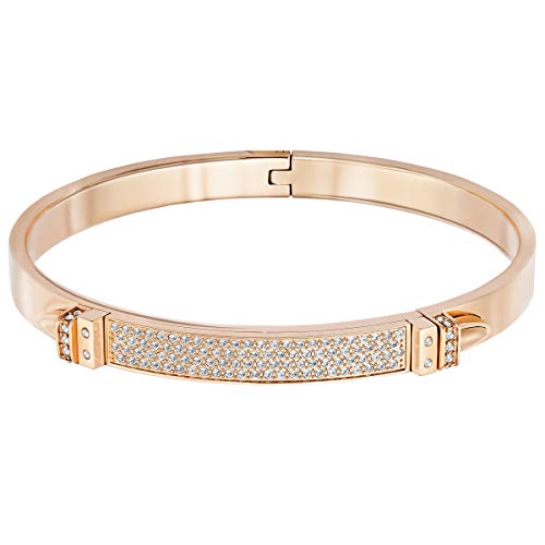 Swarovski pulsera Distinct, blanco, Baño en tono Oro Rosa