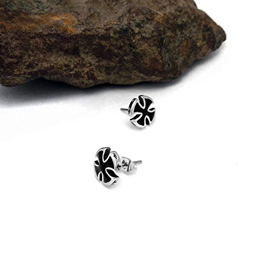 SwirlColor 2 Pieza Pendientes Negro Cruz de Acero de Titanio Pendientes Aretes para Hombres