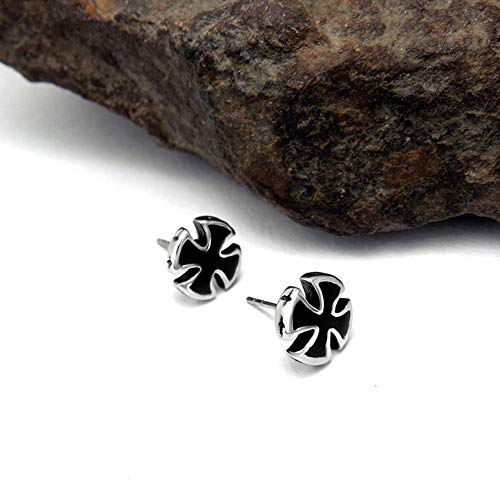 SwirlColor 2 Pieza Pendientes Negro Cruz de Acero de Titanio Pendientes Aretes para Hombres