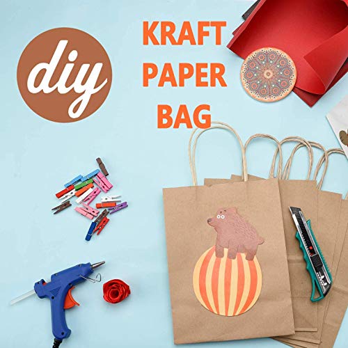 Switory Bolsa de papel Kraft de 100 piezas, bolsa de regalo de compras marrón de 20x12x26,5cm con asas retorcidas para fiesta, embalaje, personalización, transporte, venta al por menor, mercancía