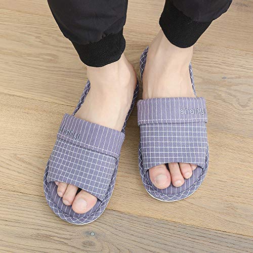 SWX-FlipFlop Zapatillas Antideslizantes Zapatillas de Tela Escocesa Amantes de la casa de Verano algodón Antideslizante para Interiores otoño e Invierno Azul Marino 40/41