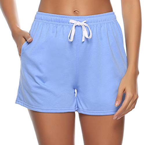 Sykooria Pantalones Cortos Deportivos para Mujer Pantalones de Running de Cintura Suave con cordón Suave 100% algodón Chándal Yoga de Gimnasio Inferior