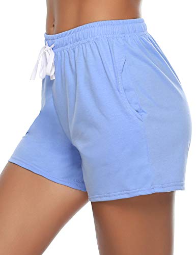 Sykooria Pantalones Cortos Deportivos para Mujer Pantalones de Running de Cintura Suave con cordón Suave 100% algodón Chándal Yoga de Gimnasio Inferior