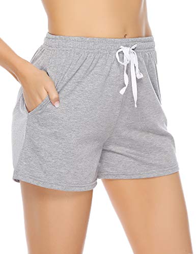 Sykooria Pantalones Cortos Deportivos para Mujer Pantalones de Running de Cintura Suave con cordón Suave 100% algodón Chándal Yoga de Gimnasio Inferior