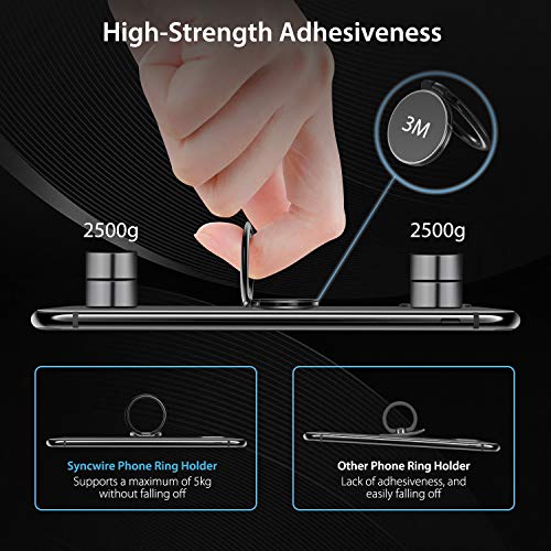 Syncwire Anillo Soporte móvil para el Dedo - Soporte de Coche con rotación 360º Anilla metálica de Ajuste para móviles iPhone XS MAX/XR/X, 8 7 6s 6 Plus, Samsung Galaxy S10 S9 S8, LG Moto Sony y más