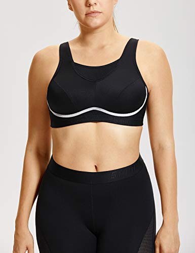 SYROKAN - Sujetador Deportivo para Mujer Sujetador Sport Medium Tallas Grandes Negro# 115C
